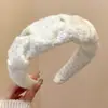 Arco de Lã Azul Klein para Cabelo Feminino Topo Craniano Alto Faixa Plissada de Aba Larga Novo Estilo 2024 Carimbo de Cabelo Lavado a Pressão Headwear