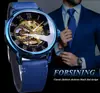 Nuevo Reloj Forsining para Hombre, Moderno, Casual, Clásico, Tendencia, Azul, Mecánico Manual, Provincia de Guangdong