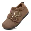 Novedades de Invierno Retro Casual Versátil Correa con Hebilla Zapatos de Algodón Birkenstock Borde de Gamuza Suela Gruesa Forro Polar Velcro Zapatos para Mujer