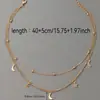 Collar de Luna y Estrella de Doble Capa Simple de Venta Caliente Transfronteriza para Mujer Cadena para Clavícula con Bolas Metálicas Colgante de Temperamento a la Moda