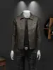 Nova jaqueta de couro masculina estilo europeu com gola reversível, estilo motociclista, casaco de couro slim-fit moderno e casual, versão coreana, top estiloso
