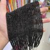 Cuentas de obsidiana con superficie de corte de piedra negra natural, cuentas facetadas, horquilla para el cabello, borla, cadena de clavícula, joyería al por mayor