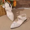 Sandalias planas de verano 2026, estilo nuevo, con estampado, tira elástica, para mujer, punta fina, malla transpirable, punta cerrada