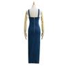 Falda Larga de Peto de Mezclilla Cuadrada Estilo Francés de 25 para Mujer Estilo Hepburn Vestido Chaleco Ajustado de Cadera de Alta Gama