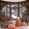 Serie navideña transfronteriza de fondo, fiestas europeas y americanas, tela colgante, arte, decoración de pared, tapiz impreso, tapiz navideño