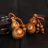 Doce Signos del Zodiaco Calabaza de Madera de Durazno con Llavero de Barra de Oro Hebilla de Cinturón de Cuero Colgante de la Suerte Zodiacal Regalo de Negocios