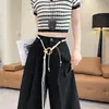 Pantalones casuales de pierna ancha para mujer, nuevo estilo de otoño, con diseño de cintura elástica en la espalda, pierna recta, holgados, casuales, adelgazantes, pantalones Yamamoto