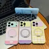 Funda Protectora para iPhone 18 Apple 17 Pro Max, Estuche Giratorio a Cuadros de Bloques de Color Macaron