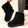 Botas de Nieve de Invierno para Mujer Europeas y Americanas con Forro de Piel, de Pelo Medio Esponjoso, Suela Plana, Tobillo Corto, Cálidas, de Algodón para Nieve
