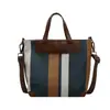 Bolsa de Lona Listrada Texturizada Feminina Grande Capacidade Retrô para o Dia a Dia Bolsa de Mão Moda Nicho Versátil Bolsa Tote Transversal