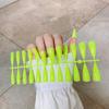 Uñas postizas trapezoidales de estilo europeo y americano más vendidas, con armadura de ataúd larga, color sólido, tira de aceite brillante, 24 unidades, armadura de ballet