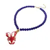 ZA con cadena de clavícula de perlas de cuentas rosa langosta colgante nueva moda collar fresco mujer
