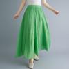 Saia Calça Artística Mori Feminina plus size de Algodão e Linho com Cintura Solta Liso de Linho Estilo Étnico Famoso em estoque
