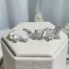 Anillo Abierto Mariposa con Lazo de Piedra Imitación Ojo de Gato Fresco y Delicado Estilo Hada con Diamantes Incrustados, para Apilar, con un Toque Exclusivo de Alta Gama