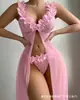 Amazon Pure Desire Vestido Largo Escotado Sin Tirantes Malla Transparente Encaje Espalda Descubierta Lencería Floral para Mujer