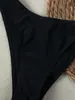 Bikini Negro Strapless de Nuevo Estilo Europeo y Americano 2025 Sexy Traje de Baño con Lazo Dividido para Mujer Artículo Popular Transfronterizo