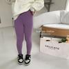 Leggings de Lã Macia Cor Sólida com Renda Elmo Beibei para Meninas Primavera e Outono Estilo Coreano Leggings Slim para Crianças