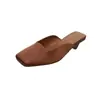 Versión de Piel de Oveja de las Sandalias Mocasín Cuadradas de Satén con Tacón de Triángulo Estilo Francés para Mujer, Nuevo Estilo de Verano