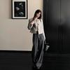 Shanli Dadi Primavera e Outono Novo Retrô Gola Redonda Manga Longa Blusa Feminina Listrada Solta Estilo Chanel