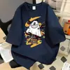 Camiseta de seda de leite de verão com estampa retrô de fantasma de desenho animado, manga curta para homens e mulheres, top casual soltinho