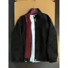 Chaqueta de cuero retro americana de bloques de color, chaqueta corta de moda para hombre de otoño con teñido anudado y cuello alto, estilo cleanfit