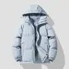 Chaqueta con capucha de color liso, forro polar grueso, marca de moda de invierno para hombre, abrigo holgado, versátil, cálido, resistente al viento