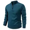 Otoño Invierno Nuevo Suéter de Media Cremallera para Hombre Chaqueta Moda Más Terciopelo Mayor Grosor Color Sólido Casual Capa Base