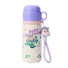 Taza aislada de tres bebidas de Disney para estudiantes de primaria, vaso de agua infantil grande de dibujos animados para exteriores, vaso con tapa de popote emergente para jardín de infantes