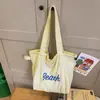 Estilo Coreano Nueva Bolsa Estampada con Letras Bolso de Hombro de Nylon de Gran Capacidad para Mujer Casual Versátil Portátil con Cordón Ajustable