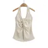 Camisola de Puro Deseo con Nudo Retorcido Estilo Francés para Mujer, Diseño de Nicho de Verano, Top Halter Sexy Ajustado sin Mangas