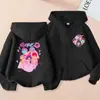 Sudadera con capucha de cremallera de moda holgada para niños y niñas, estampado de dibujos animados de K-Pop, para primavera y otoño, chaqueta sudadera casual transfronteriza