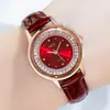 Reloj GEDI Nueva Moda Elegante Fluido Correa de Cuero con Pedrería para Mujer Casual Temperamento Versátil Resistente al Agua Reloj de Cuarzo