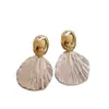 Brincos de Vieiras 2025 Novo Estilo Francês Luxo Leve Bloqueio de Cor Dourado e Prata Brincos de Tarraxa Estilo Nicho para Mulheres Estilo Tendência Personalidade