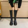 Botas de cano alto para primavera e outono, bico redondo, com zíper traseiro, design interno que aumenta a altura, elásticas, efeito emagrecedor, botas de cano alto, botas de montaria para mulheres