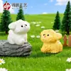 Micro Paisaje Resina Dibujos Animados Lindo y Animado Pequeño Golden Retriever Cachorro Alegre Escritorio Coche Decoración Creativa Pequeños Adornos
