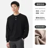 Suéter Pulóver de Estilo Old Money con Cuello Henley para Hombre, Color Otoñal Bloque de Color, Manga Larga, Casual, para el Trabajo, Tejido, Camisa Polo