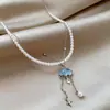 Collar de Cristal de Zircón Super Brillante Estilo Coreano Nube Gota de Agua Perla, Cadena de Clavícula de Lujo Ligero Nicho, Accesorio de Cuello Versátil de Moda para Mujeres