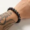 Pulsera elástica de cuentas negras naturales con purpurina, pulsera de cuentas de ágata hecha a mano, en stock, venta al por mayor de fábrica