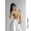 Top Corto Sexy para Mujer Camiseta de Manga Larga 2026 Primavera y Otoño Nuevo Color Sólido Ajustado Cardigan Top Corto