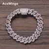 Cadena Cubana de Cadera Hip-Hop de 13 mm para Hombre, Circonio Blanco Rosa, Llena de Circonio Pulsera para Hombre, Joyería de Moda Tendencia Rombo Transfronteriza