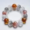 Pulsera de Cristal Natural Gris Fuegos Artificiales Despertar del Dragón Longxiangsi para Mujer, Moda Casual Versátil Pulsera Blanca de Fuegos Artificiales Venta al por Mayor
