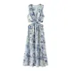Comércio Exterior Transfronteiriço Roupas Femininas Verão 2026 Novo Estilo Europeu e Americano Vestido Aberto com Estampa de Fio Metálico Colorido 2887188