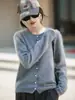 Cardigan de Tricô Gola Redonda Mistura de Lã Cashmere Outono/Inverno 2026 Manga Longa Feminino Cor Sólida Suéter de Lã Escovada