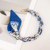 Cordão para Celular Fivela Dupla Curto para Pendurar no Pescoço Capa de Celular Lenço de Seda Trançado Corrente para Celular Corda de Celular Fashion Pulseira Azul