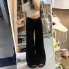 Calça Jeans Preta Não Grudante Micro-Flare para Mulheres, Novo Estilo de Outono, Tamanho Plus Size, para Gordinhas, Solta, Emagrecedora, Caimento Relaxado, Calça Wide Leg