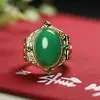 Anillo de jade malayo oro incrustado jade circón diseño creativo de nicho estilo ins anillo de moda versátil Múltiples Venta al por mayor