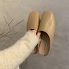 Meias Pantufas Femininas com Biqueira em Couro Genuíno para Uso Externo de Verão Meias Pantufas Estilo Fada Sapatos Mule Slip-On Macios com Solado Plano