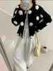 Cardigan de Crochê Tricotado Estéreo Design Francês para Mulheres Outono e Inverno 2025 Novo Macio Ceroso Imitação de Veludo Mink Jaqueta Suéter
