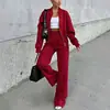 Nova Coleção Primavera 2026 Roupas Femininas Moda Transfronteiriça Europeia e Americana Conjunto Cardigã com Zíper Cor Sólida Conjunto de Calças Reta