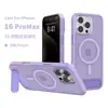 Adecuado para funda de teléfono con soporte metálico inclinado Apple 16E, funda de teléfono magnética con tacto de piel para iPhone 17 Pro, 15 al por mayor